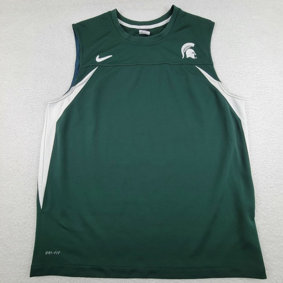 Michigan State Spartans Shirt Mens XL Green‎ White NCAA Basketball Nike Dri Fit - Picture 1 of 9